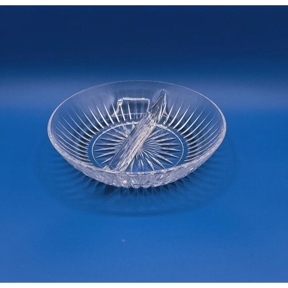 Princess House Royal Highlight Divided Relish Dish Clear Glass Starburst Serving